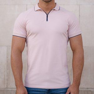 Tailored Athlete Pique Zip Polo Shirt Light Pink